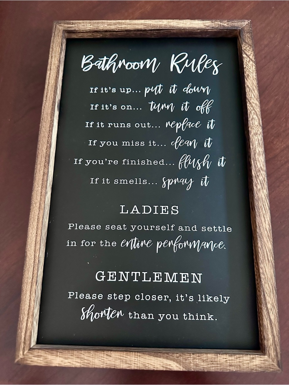 Rustic Reversible Bathroom Rules Wall Sign Farmhouse Decor